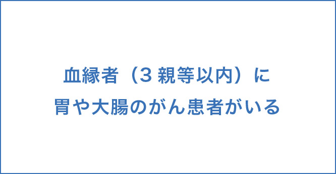 血縁者（3親等以内）に胃や大腸のがん患者がいる