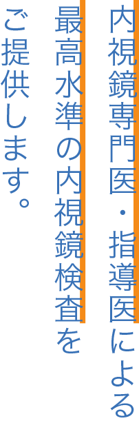 内視鏡専門医・指導医による最高水準の内視鏡検査をご提供します。